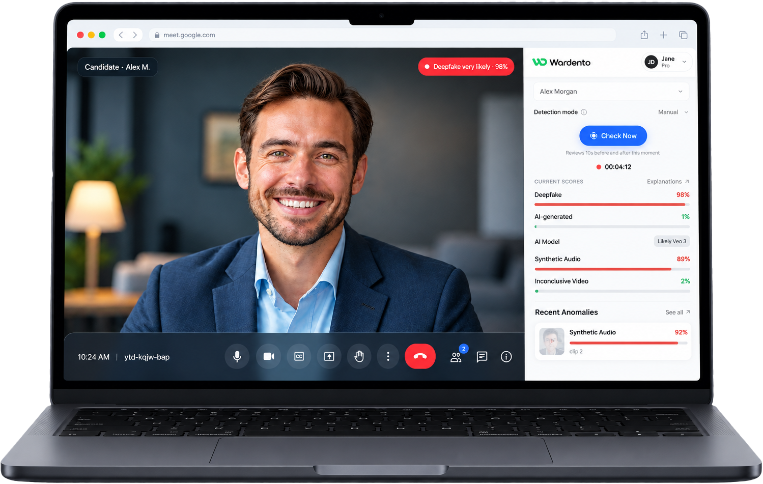 Wardento product mockup shown in the hero section